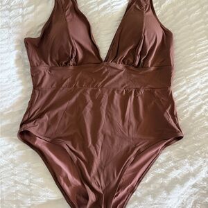 Plus Size Brown One-Piece Swimsuit